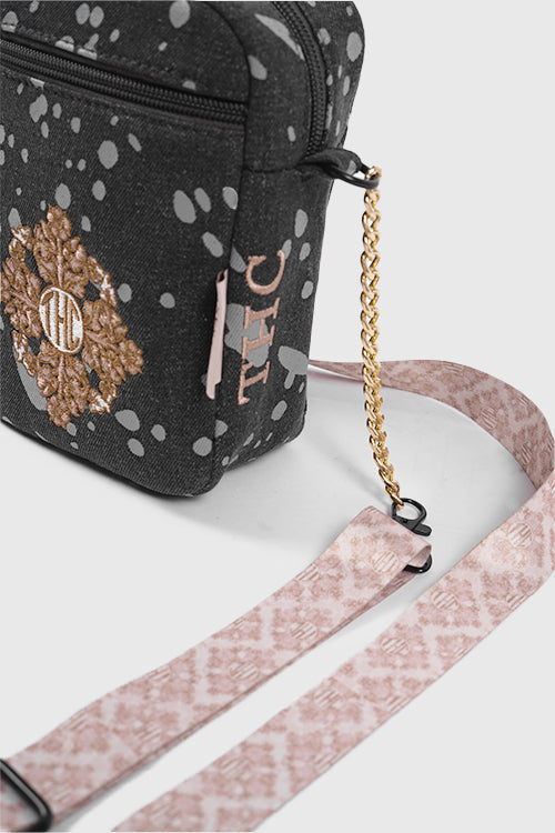 Baroque Flower Denim Side Sling Bag