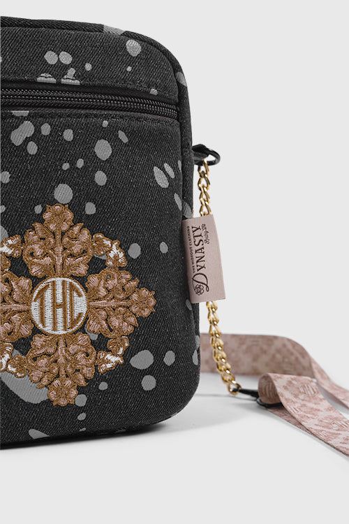 Baroque Flower Denim Side Sling Bag