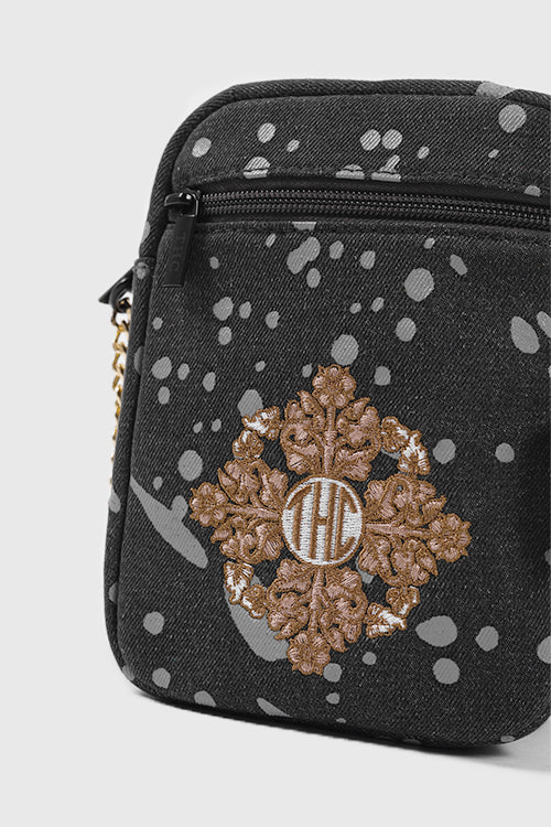 Baroque Flower Denim Side Sling Bag