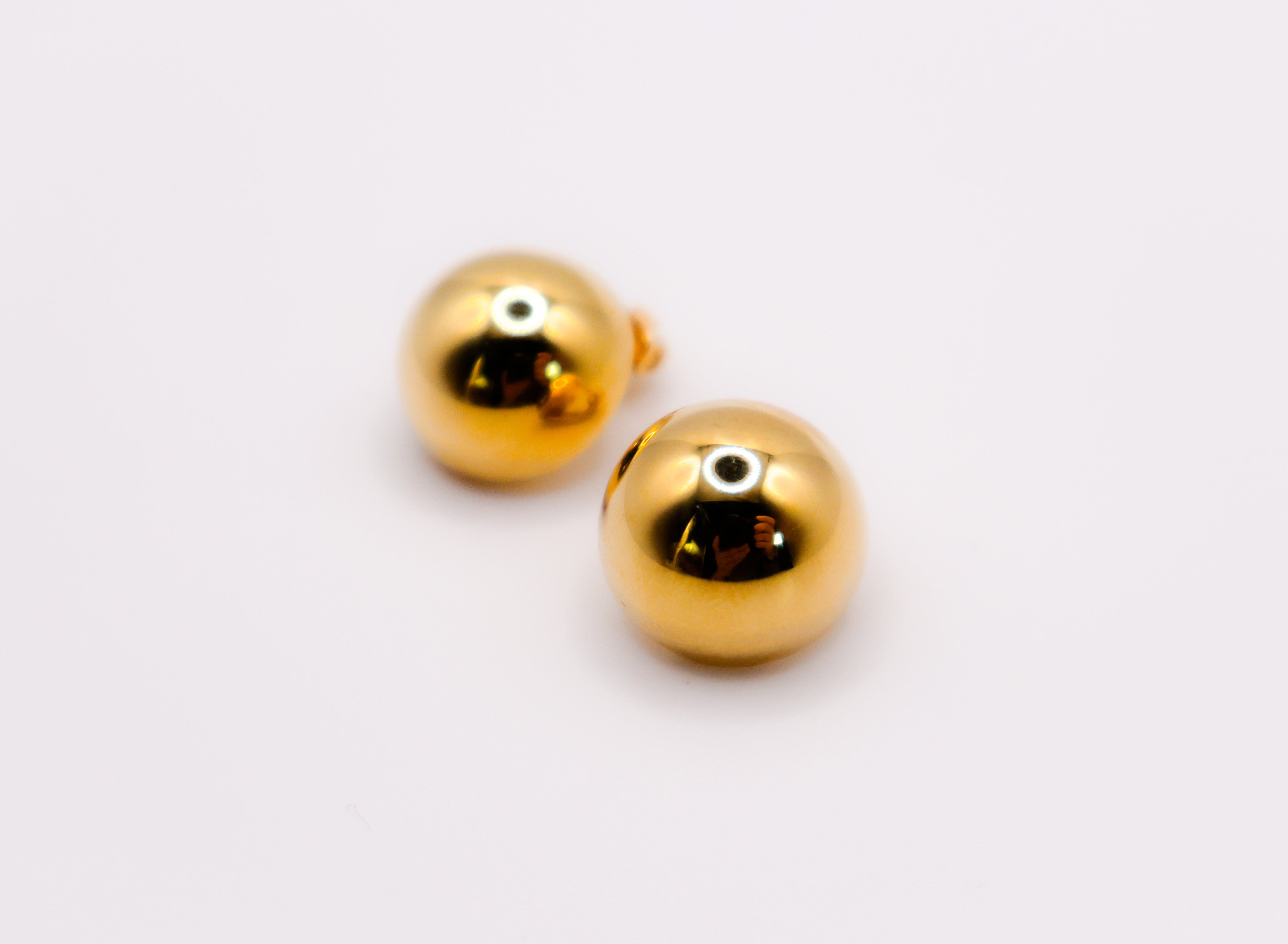 Italian Silver Gold-Dipped Clip Ball Earrings
