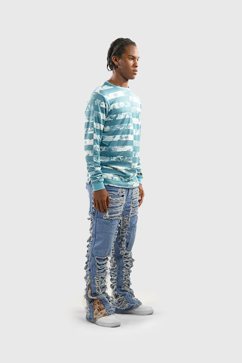 Flower Era Striped Pullover Crewneck