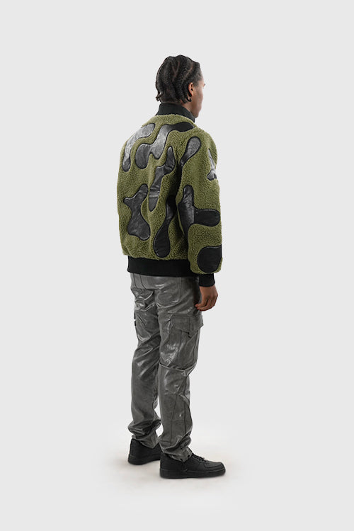 Sherpa & Faux Leather Bomber Jacket