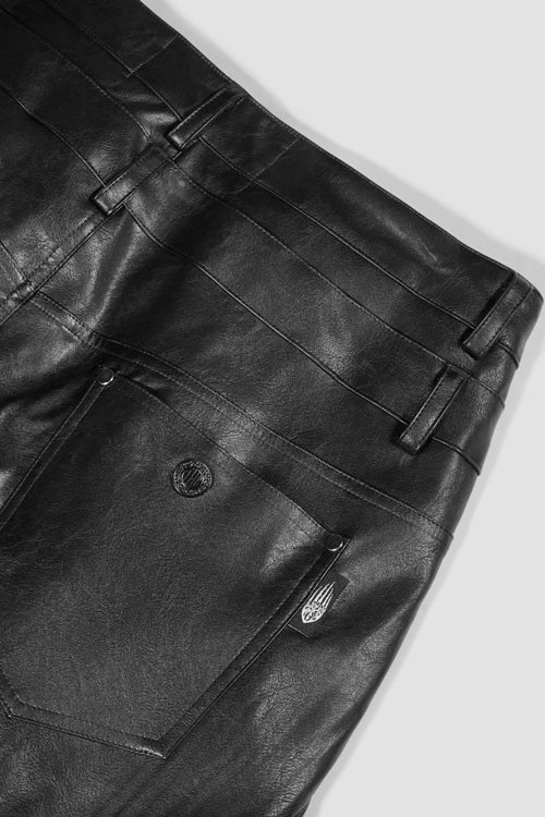 Faux Fur Vegan Leather Double Jeans