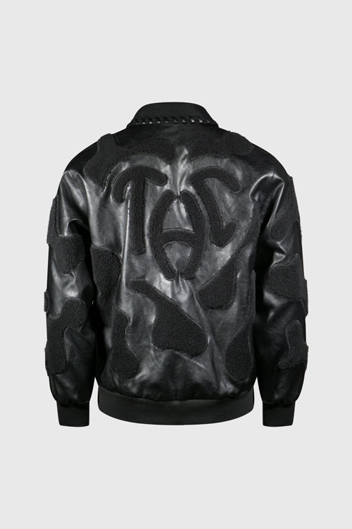 Faux Fur Vegan Leather Camouflage Jacket