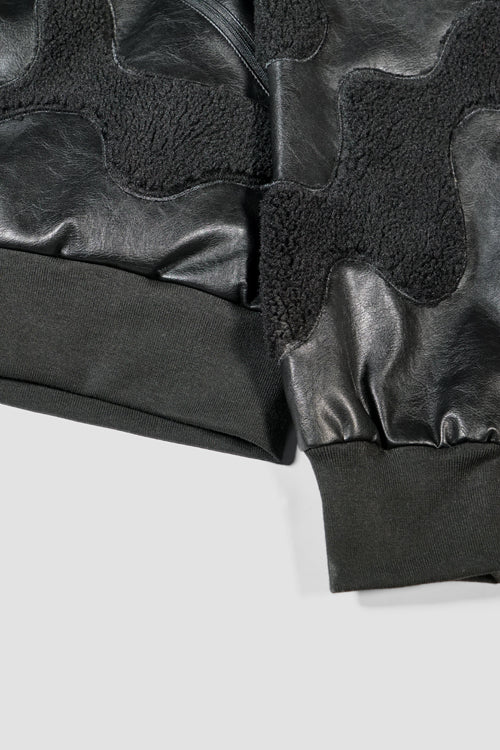 Faux Fur Vegan Leather Camouflage Jacket