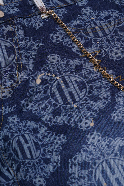 Laser Etched Painter Baggy Denim Jeans