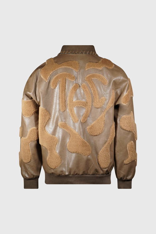 Faux Fur Vegan Leather Camouflage Jacket