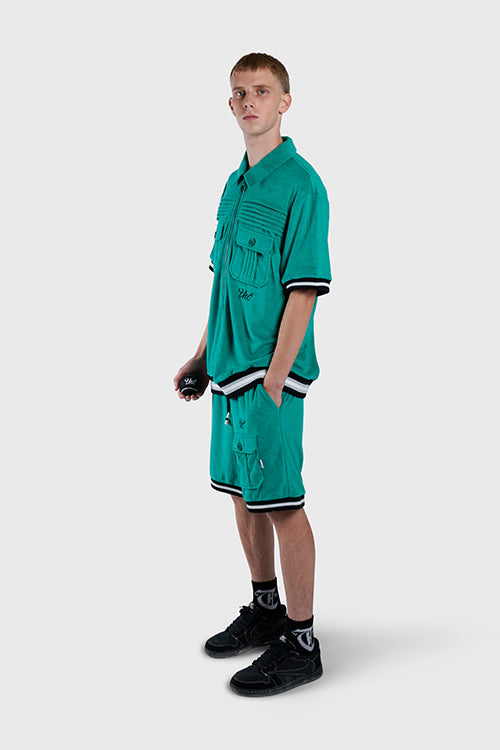 Racket Club Terry Cloth Cabana Short-Sleeve Zip-up Shirt