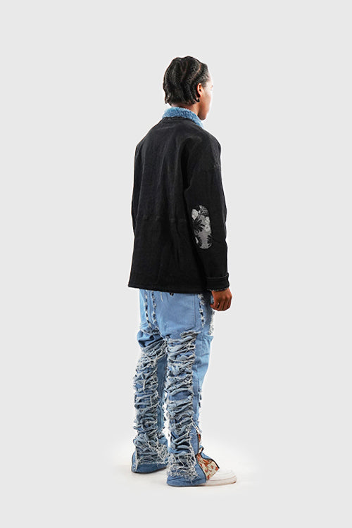 Dawn Damaged Flared Stacked Jeans