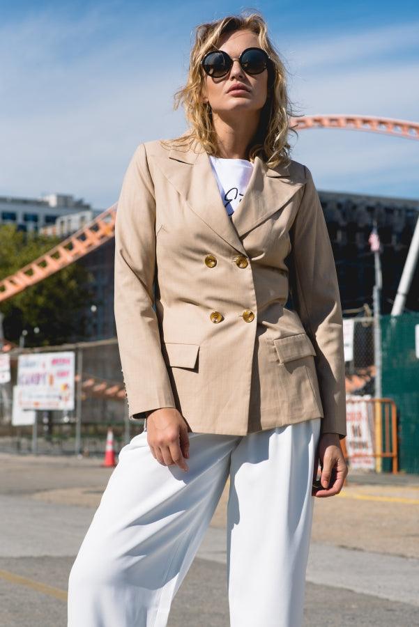 Louise Double-Breasted Wool Blazer – Women’s Classic Style