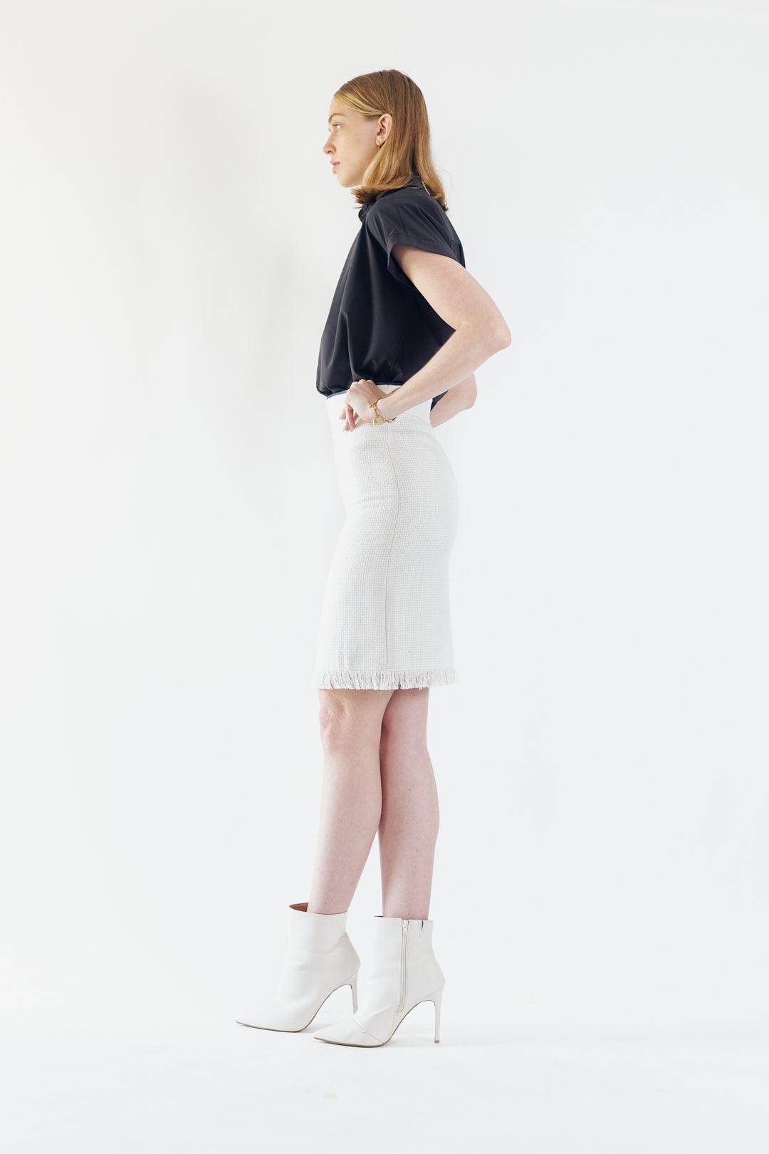 Luxe White Mini Tweed Skirt – Women’s Chic Mini Skirt