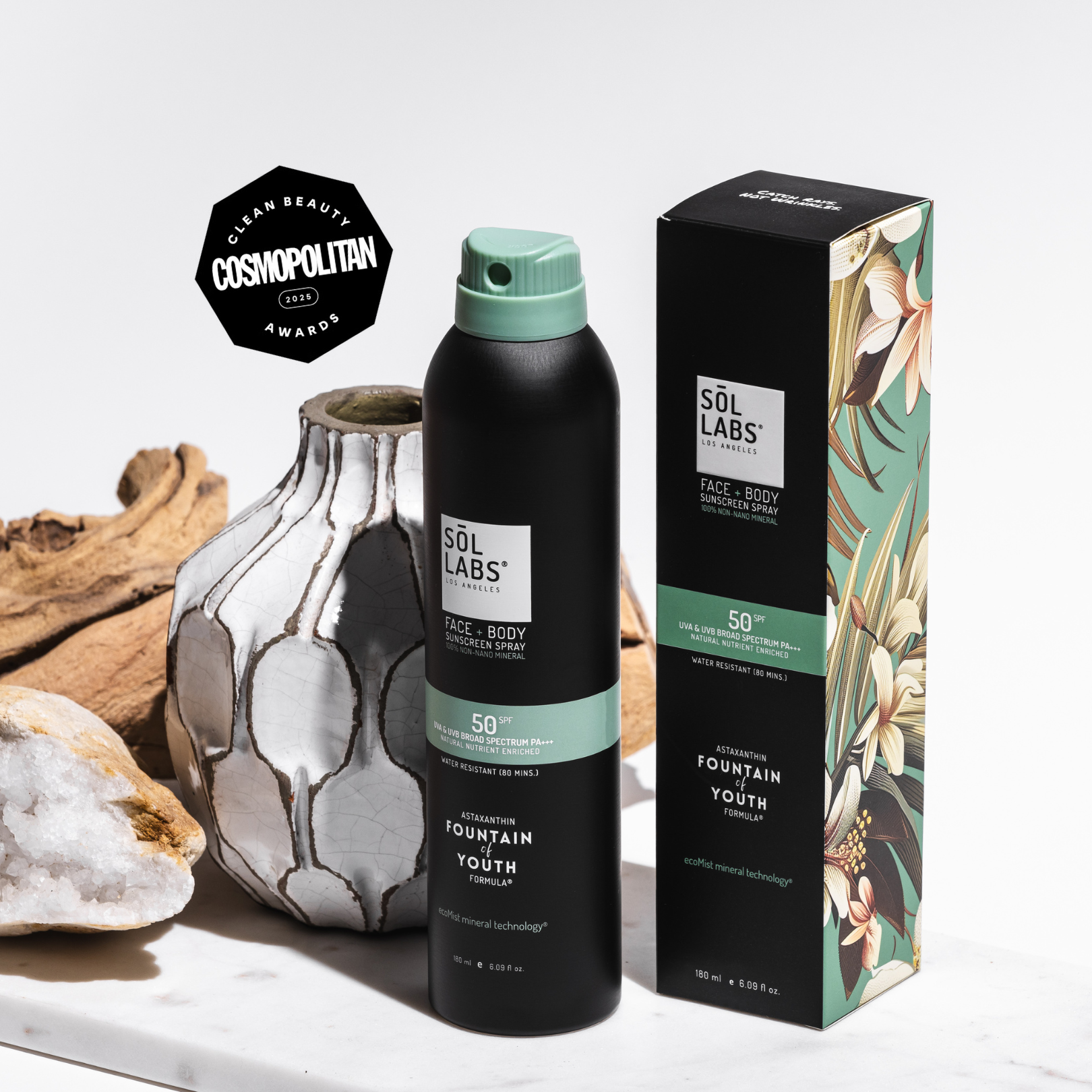 SOL LABS® Natural Mineral SPF 50 Sheer Mist - Broad Spectrum UVA/UVB Protection & Hydrating Formula