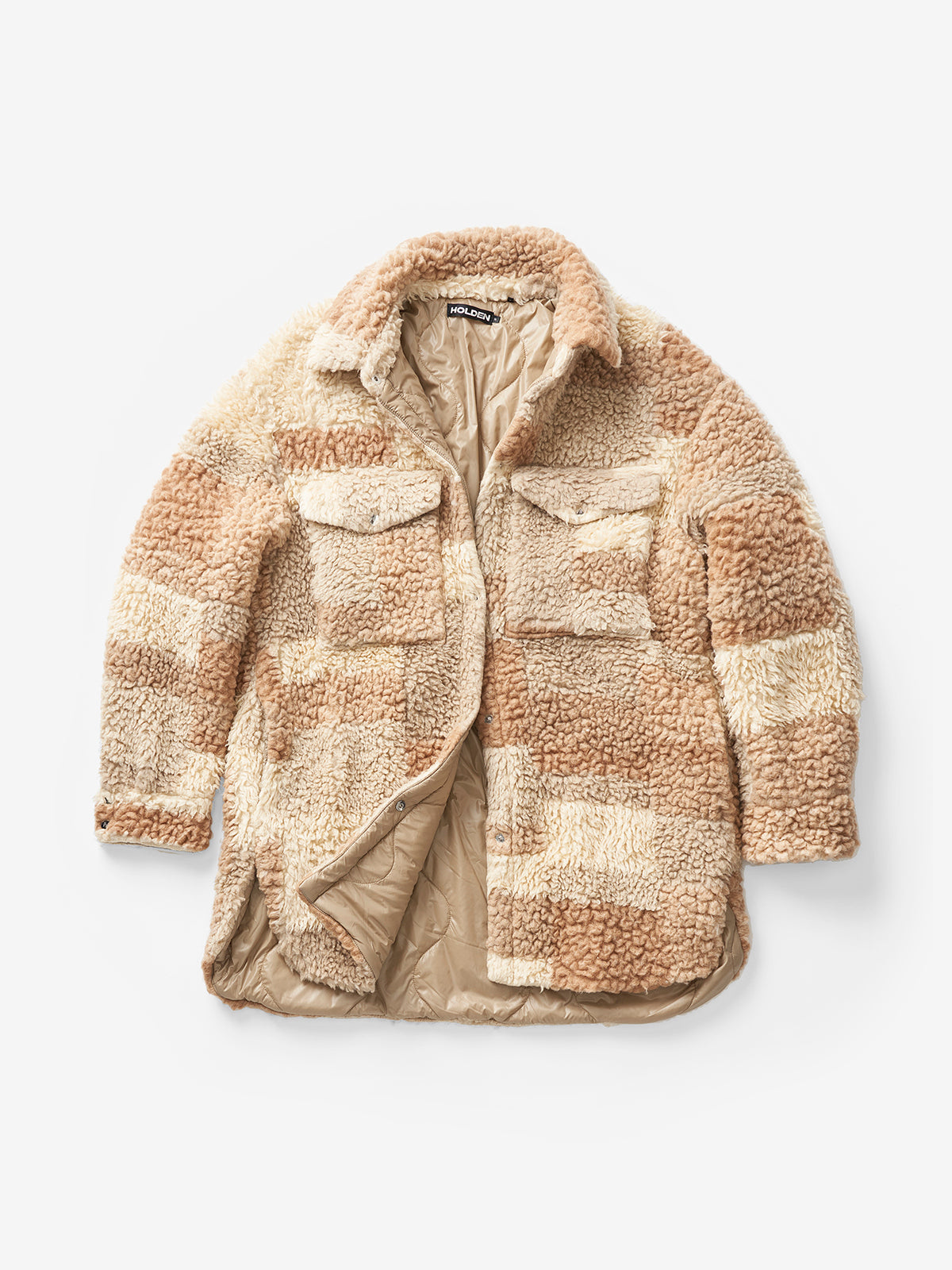 Padded Wool Sherpa Shirt Jacket - Natural Mix
