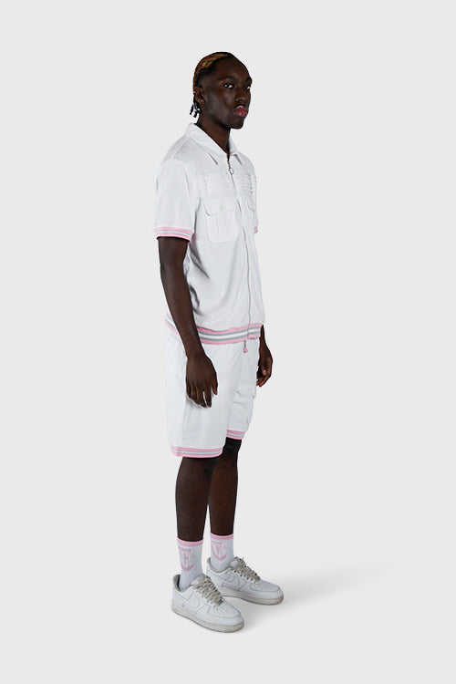 Racket Club Terry Cloth Cabana Short-Sleeve Zip-up Shirt