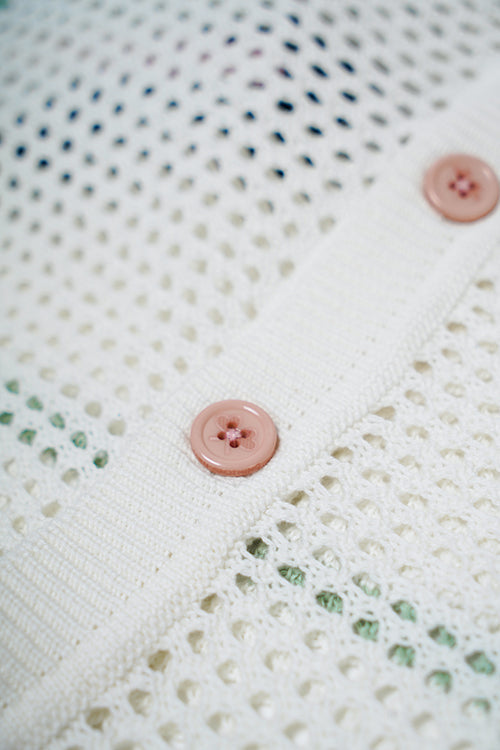 Racket Club Crochet Knit Short-Sleeve Button-Up Shirt