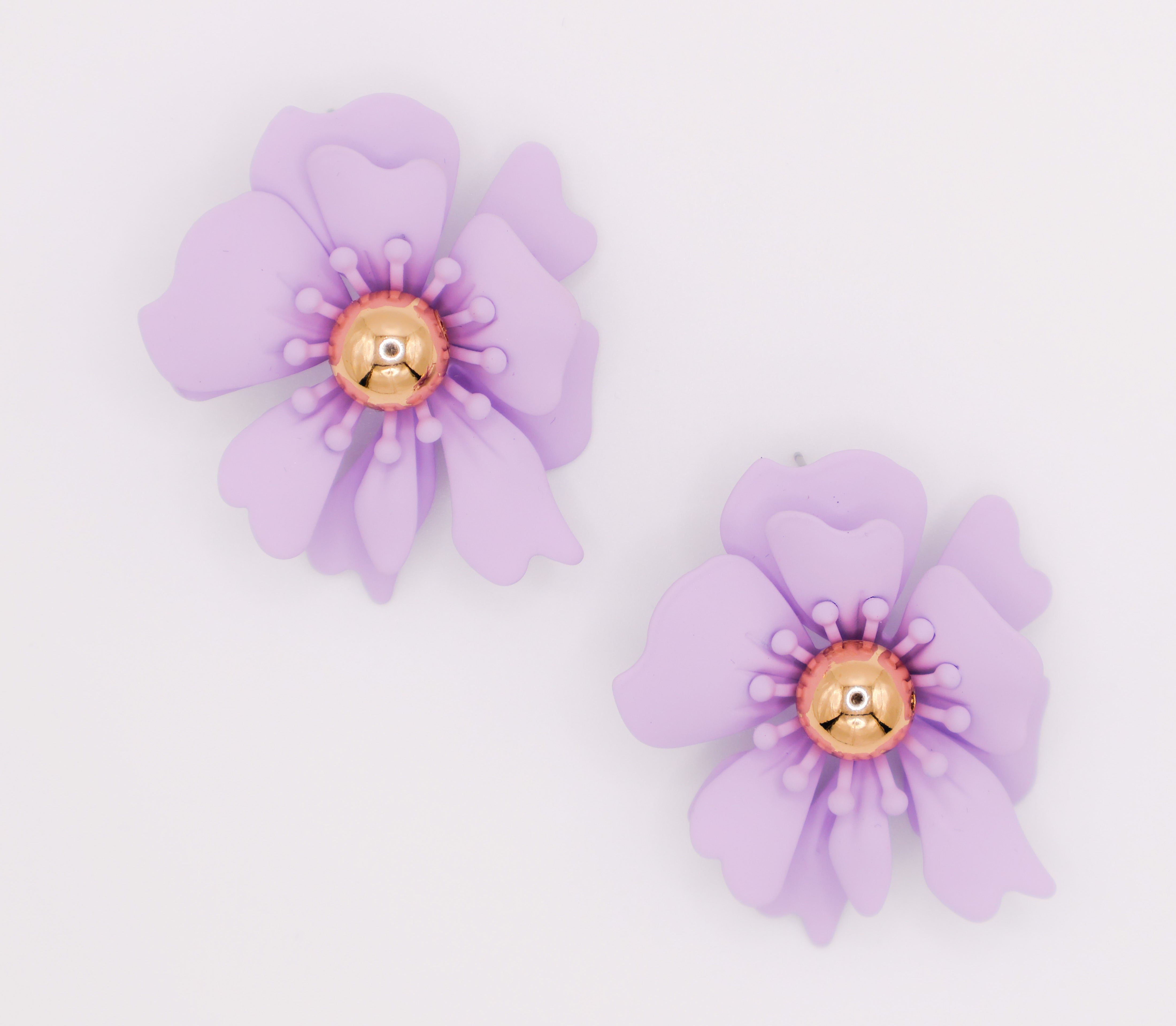 Purple Petal Glisten Earrings – Luxury Purple Floral Statement Earring