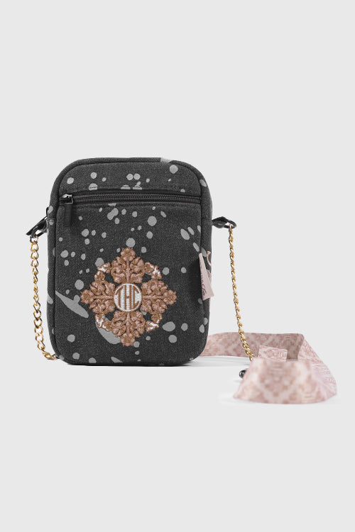 Baroque Flower Denim Side Sling Bag
