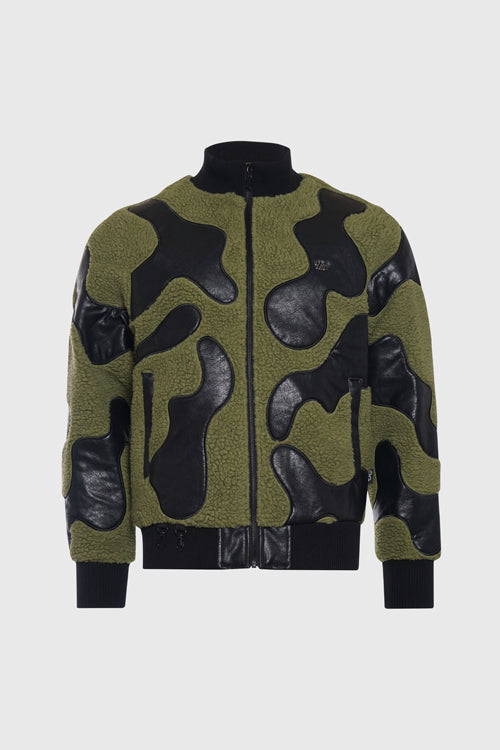 Sherpa & Faux Leather Bomber Jacket
