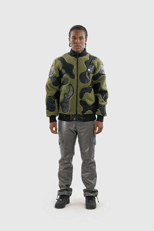 Sherpa & Faux Leather Bomber Jacket