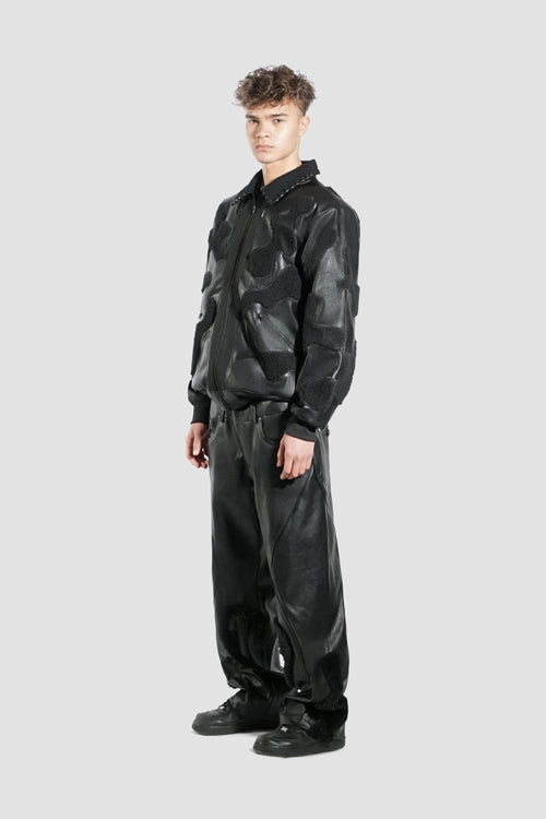 Faux Fur Vegan Leather Camouflage Jacket