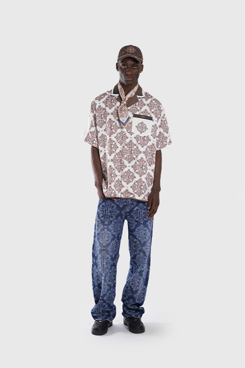 Laser Etched Painter Baggy Denim Jeans