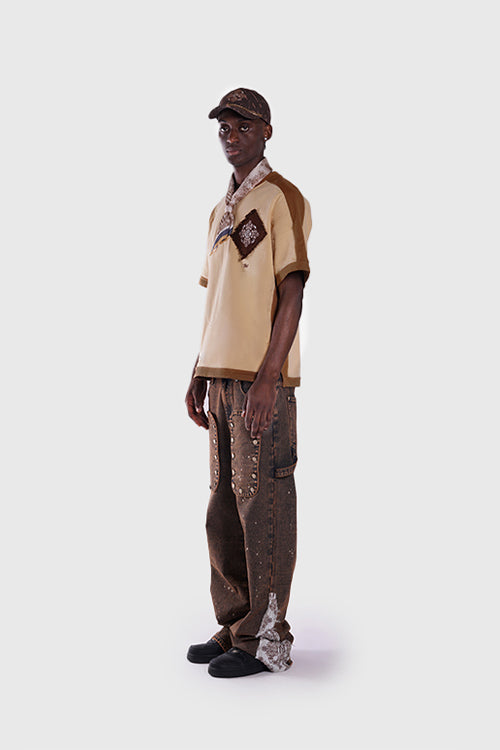 Tapestry Pattern Flared Denim Jeans