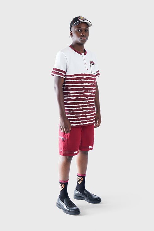 Striped Waves Henley Pocket Tee