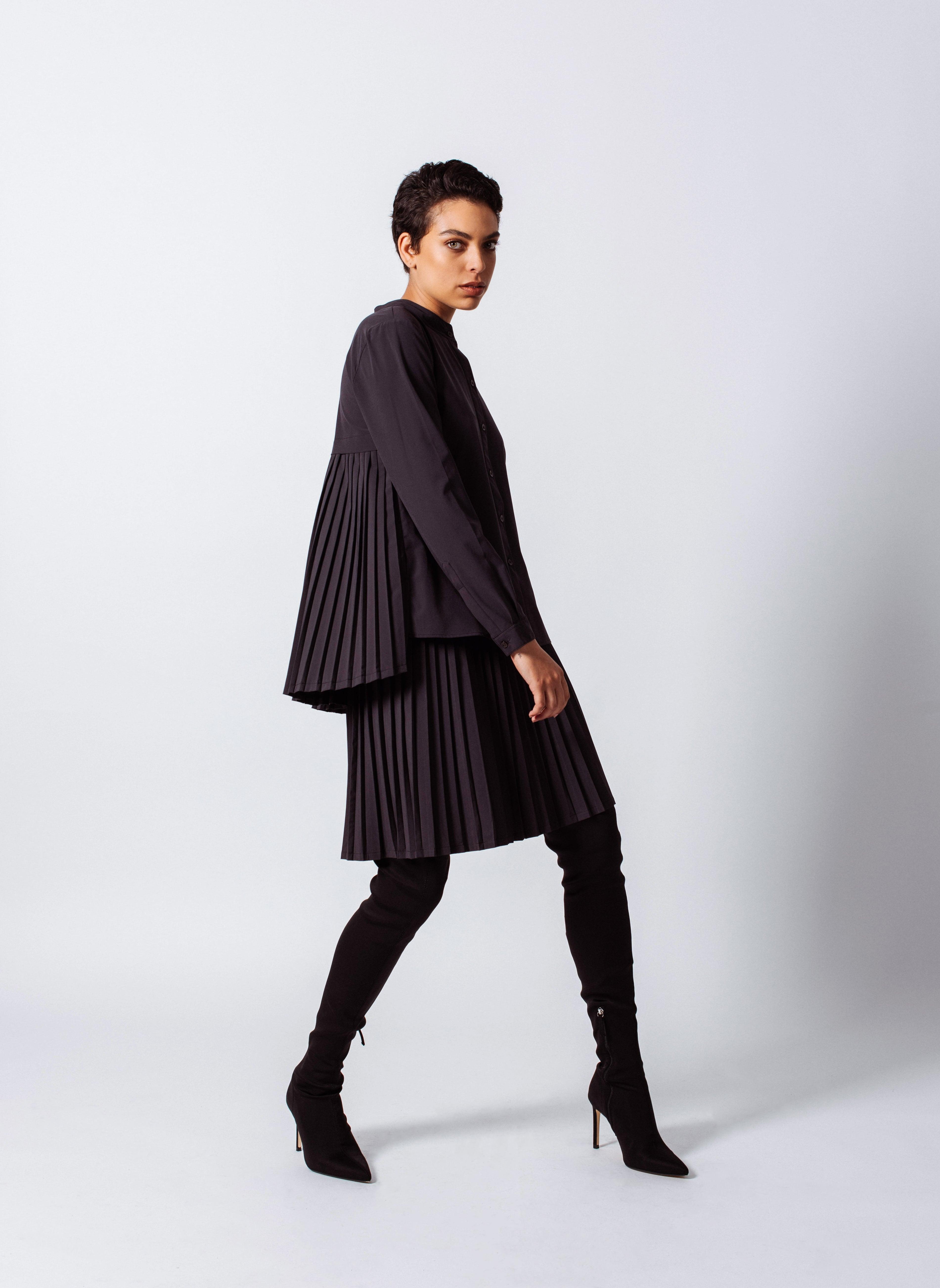 Luxe Black Pleated Skirt – Elegant Women’s Pleated Skirt