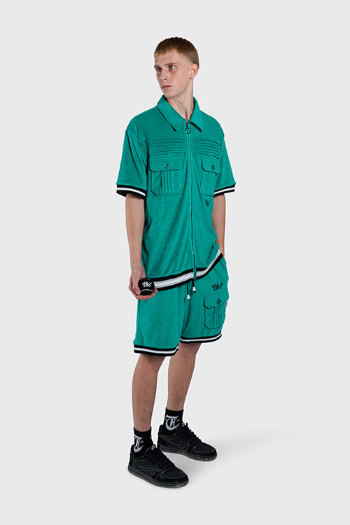 Racket Club Terry Cloth Cabana Short-Sleeve Zip-up Shirt