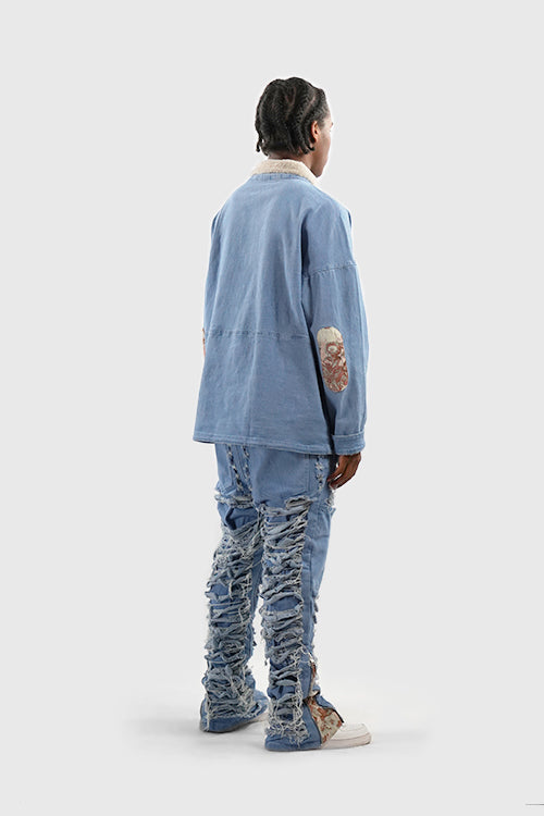 Dawn Damaged Flared Stacked Jeans